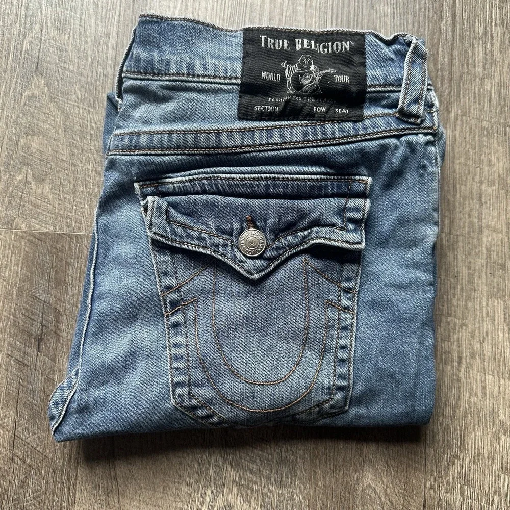 True Religion Rocco Relaxed Skinny Jeans Mens Sz 34 X 32 Dark Blue Wash Denim